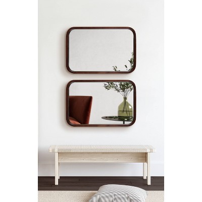 Hutton Rounded Rectangle Walnut Wood Bathroom Vanity Mirror 23" x 34.7"