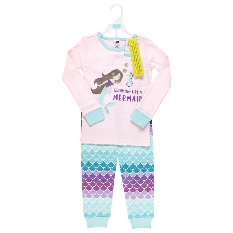 Hudson Baby Girl Cotton Pajama Set, Mermaid, 2 of 5