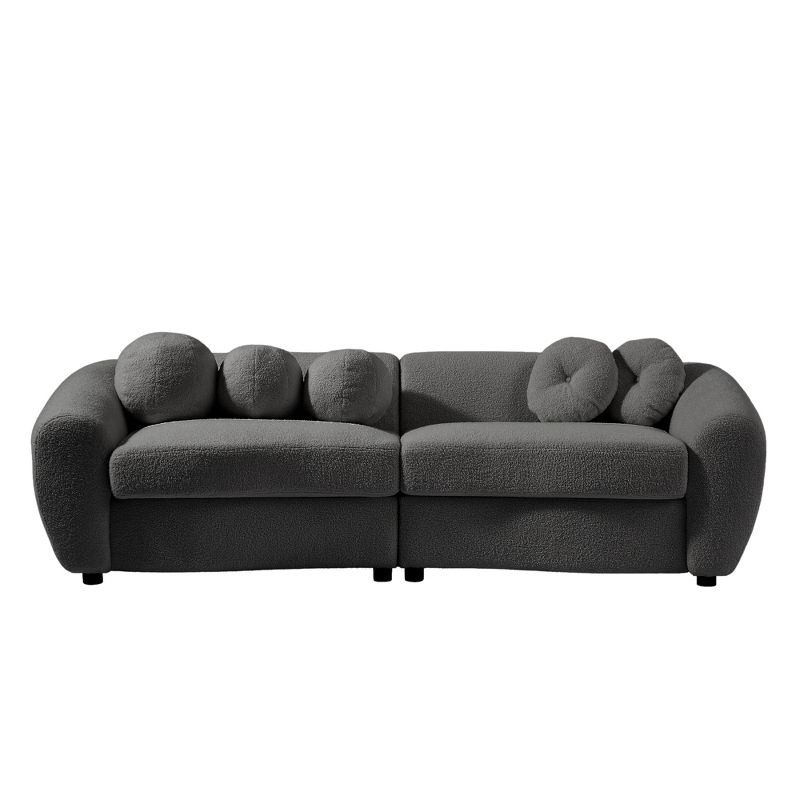 87.7" Modern Teddy Upholstered Curved Sofa Couch with 5 Decorative Throw Pillows-ModernLuxe, 4 of 12