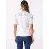 INSPIRE CHIC Women's Floral Lace Mock Neck Puff Short Sleeve Elegant Blouse - 3 of 4
