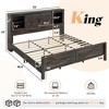 AMERLIFE Farmhouse Bed Frame, Storage Headboard, Charging Ports, No Box Spring - 2 of 4