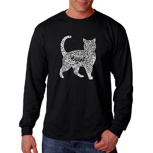 LA Pop Art Men's Word Art Long Sleeve T-shirt - Cat - 1 of 4