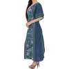 HAPPY BAY Women's Summer Pocket Nightgown Batik Caftan for Womens Sleepwear Long House Loungewear Dashiki Dress for Women Plus Size 2X-3X Green,Floral - 3 of 3