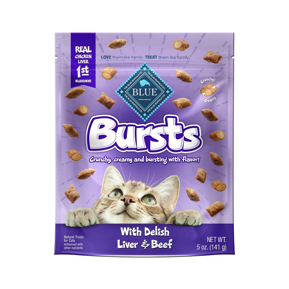 Photos - Cat Food Blue Buffalo Bursts with Chicken, Liver & Beef Crunchy & Creamy Cat Treats - 5oz 