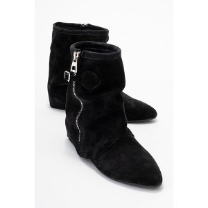 Noar - Black Genuine Leather Ruched Zip Boot (Women) | Forever & Always Shoes - 1 of 4