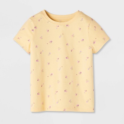 Cat & Jack Girls' Short Sleeve 100% Cotton Floral Printed T-Shirt - Cat & Jack™ Gold S — фото 2