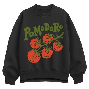 Women's Peanuts Pomodoro Character Faces Oversized Fleece Crew