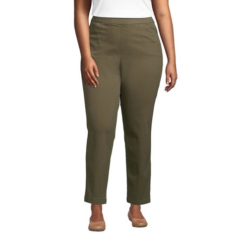 Lands' End Women's Plus Size Mid Rise Pull On Chino Ankle Pants - 24w -  Forest Moss : Target