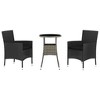 vidaXL 3 Piece Patio Bistro Set with Cushions Black Poly Rattan - 2 of 4
