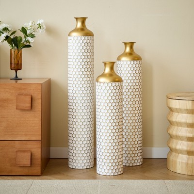 NicBex Vintage Floor Vases Set of 3, Metal Center Vase,  Large Standing Vase for Living Room Fireplace Hallway Corner