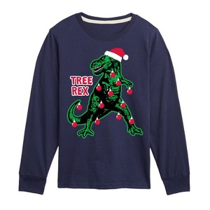 Boys' - Instant Message - Christmas Tree Rex Long Sleeve Graphic T-Shirt - 1 of 4
