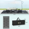 Reversible Outdoor Rug, Waterproof Plastic Straw with Carry Bag, Blue & White Rhombus Border - 3 of 4