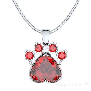 Maya's Grace Birthstone Paw Print Pendant Necklace, Rhinestone Gemstone, Pendant Necklace for Women - 1 of 4