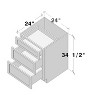 CASAINC 24 in. W x 24 in. D x 34.5 in. H Base Kitchen Cabinet with 3 Soft-Close Drawers – RTA Plywood Cabinets - 3 of 4