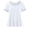 Collections Etc Flattering Crochet Lace Trim Short Sleeve Cotton Tee - 3 of 4