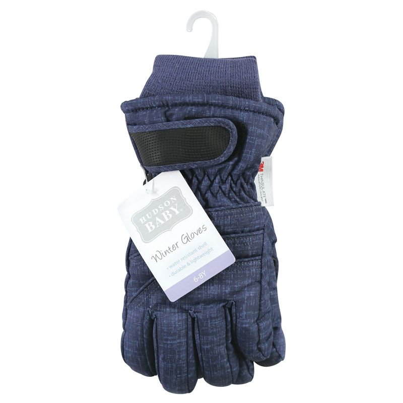 Hudson Baby Unisex Snow Gloves, Heather Navy, 2 of 4