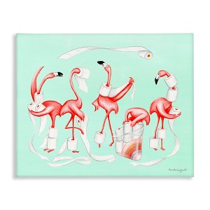Stupell Industries Silly Flamingos Toilet Paper Rolls Bathroom Illustration Canvas Art - 1 of 4