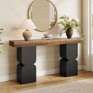 Tribesigns 63"Console Table, Heavy-Duty Look, Modern Entryway Furniture for Living Room, Hallway, Foyer, Brown & Black - 1 of 4
