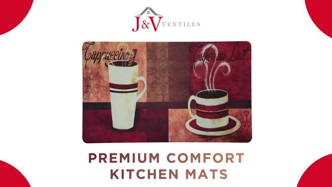 J&V TEXTILES 18" X 30" Cushioned Kitchen Floor Standing Mat (Cafe Moderno Dahlia), 2 of 5, play video