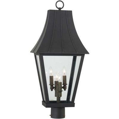 Minka Lavery Farmhouse Outdoor Post Light Fixture Coal 4-Light 28" Clear Glass for Exterior Barn Deck House Porch Yard Patio