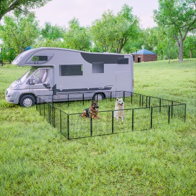 Dog Playpen Outdoor Extra Wide Panels, Heavy Duty Dog Fence with Doors Portable for RV Camping Yard