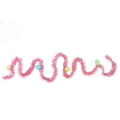 Northlight 25' x 1.25" Unlit Pink Glittered Easter Egg Spring Tinsel Garland