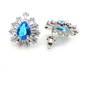 JC Pear Blue Baguette Cz Stud Earrings Women Ginger Lyne Collection - 1 of 4