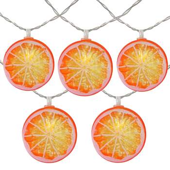 Northlight 10ct Battery Operated Orange Slice Summer LED String Lights Warm White - 4.5' Clear Wire
