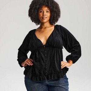 Women's Long Sleeve Triangle Flyaway Top - Wild Fable™ Black 2X : Target