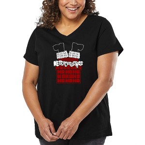 LA Pop Art Chimney Santa - Women's Word Art V-Neck - 1 of 4