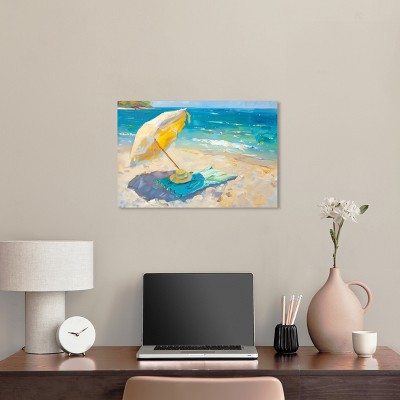 Morning Beach View Colorful Coastal Canvas Wall Art, 24" x 16"