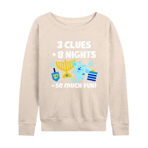 Women's - Blue's Clues & You! - A Blue Christmas Lightweight French Terry Wide Neck Long Sleeve Shirt - 1 of 4