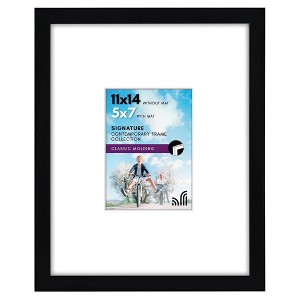 Americanflat 11x14 Picture Frame in Black - Displays 5x7 With Mat and 11x14 Without Mat - Composite Wood with Shatter Resistant Glass - 1 of 4