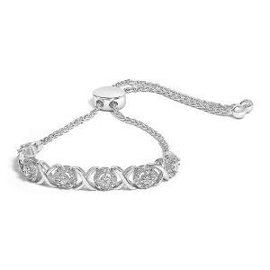 .925 Sterling Silver 1/6 Cttw Diamond X and O Bolo Bracelet - 1 of 4
