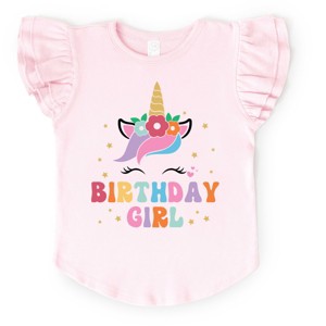 The Juniper Shop Birthday Girl Unicorn Flutter Sleeve Tee - 1 of 4