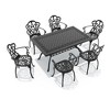 (7-PC)Premium Black Cast Aluminum Patio Set - Weather-Resistant Outdoor Table & Chairs with Beige Cushions - 4 of 4