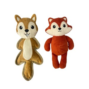 BEARPAW 2-Pack Pet Toys, Squirrel and Fox Dog Toys with Squeaker - 1 of 4