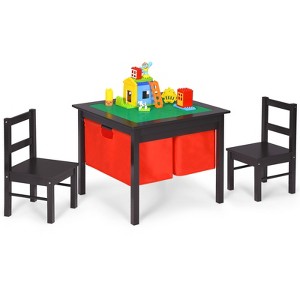 Safstar 2-in-1 Kids Activity Table & 2 Chairs Set w/Storage Building Block Table - 1 of 4