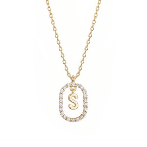 Adornia 14k Gold Plated Floating Letter CZ Frame Necklace - 1 of 2