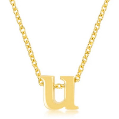 ShineHigh Gold Plated Stainless Steel Lowercase Initial Pendant Necklace with 18" Chain + 2" Extender – Letters B to Z