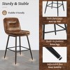 Arceso Double-Layer Upholstered Bar Stools Set of 4, Counter Height Bar Stools, 24 Inch Faux Leather Armless Barstool Chairs, Yellowish Brown - 4 of 4