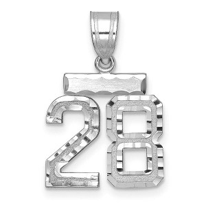 Black Bow Jewelry 14k White Gold, Varsity Collection, Small D/C Pendant, Number 28 - 1 of 3
