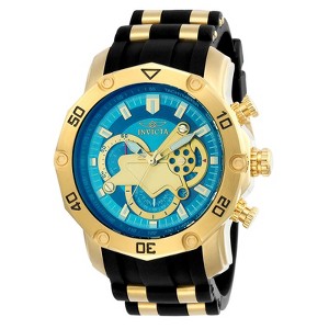 Invicta 23426 Men's Pro Diver Chronograph Blue & Gold Dial Steel & Silicone Strap Watch - 1 of 2