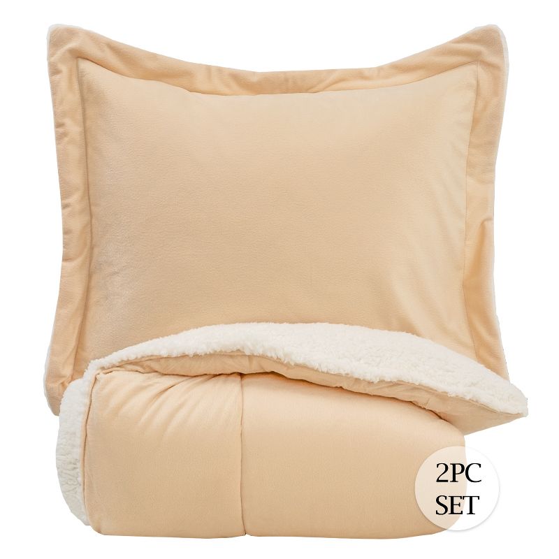 Faux Shearling Reversible to Solid Comforter All Season Warmth by Sweet Home Collection™, 3 of 4