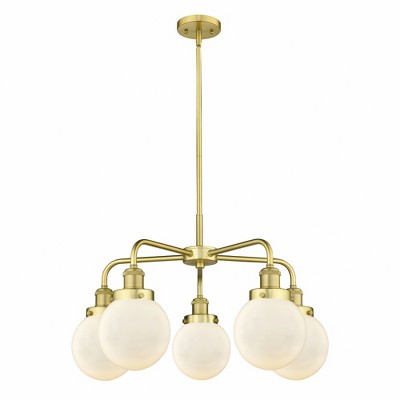 Beacon - 5 Light Stem Hung Chandelier In Art Deco Style-15.13 Inches Tall and 24 Inches Wide