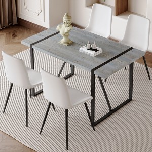 Nicbex Dining Table Set for 4 Kitchen Table Minimalist Retro Rectangular Dining Table with Textured Top with 4 Chairs - 1 of 4