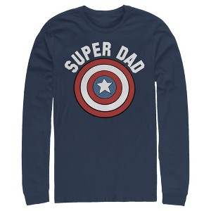 Men's Marvel Super Dad Captain America Shield Long Sleeve Shirt - 1 of 4