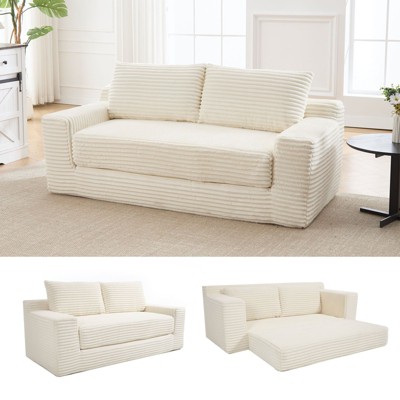 NicBex Convertible 2-in-1 Design Upholstered Loveseat Sofa Bed with Metal Frame,Futon Couch Sleeper Sofa for Living Room,Bedroom