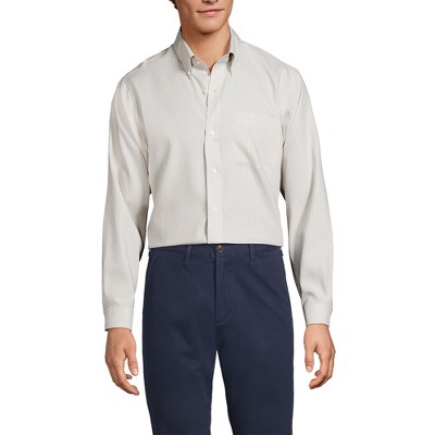 Lands' End School Uniform Men's Tailored Fit No Iron Solid Supima Cotton Pinpoint Buttondown Collar Dress Shirt