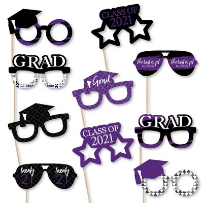 Big Dot of Happiness Purple Grad Glasses - Best is Yet to Come - Purple 2021 Paper Card Stock Graduation Party Photo Booth Props Kit - 10 Count